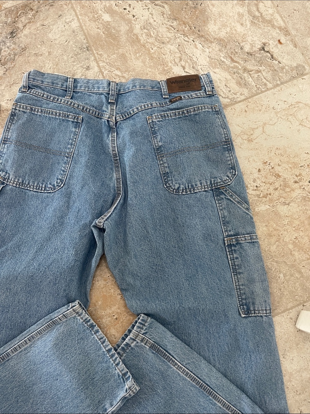 2 Wrangler carpenter rugged work cargo blue denim jeans size 36 x 34 - Picture 7 of 9